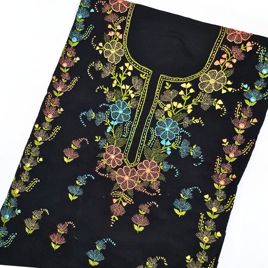 Black Multi Color Shirt-Luxury Hand Embroidery