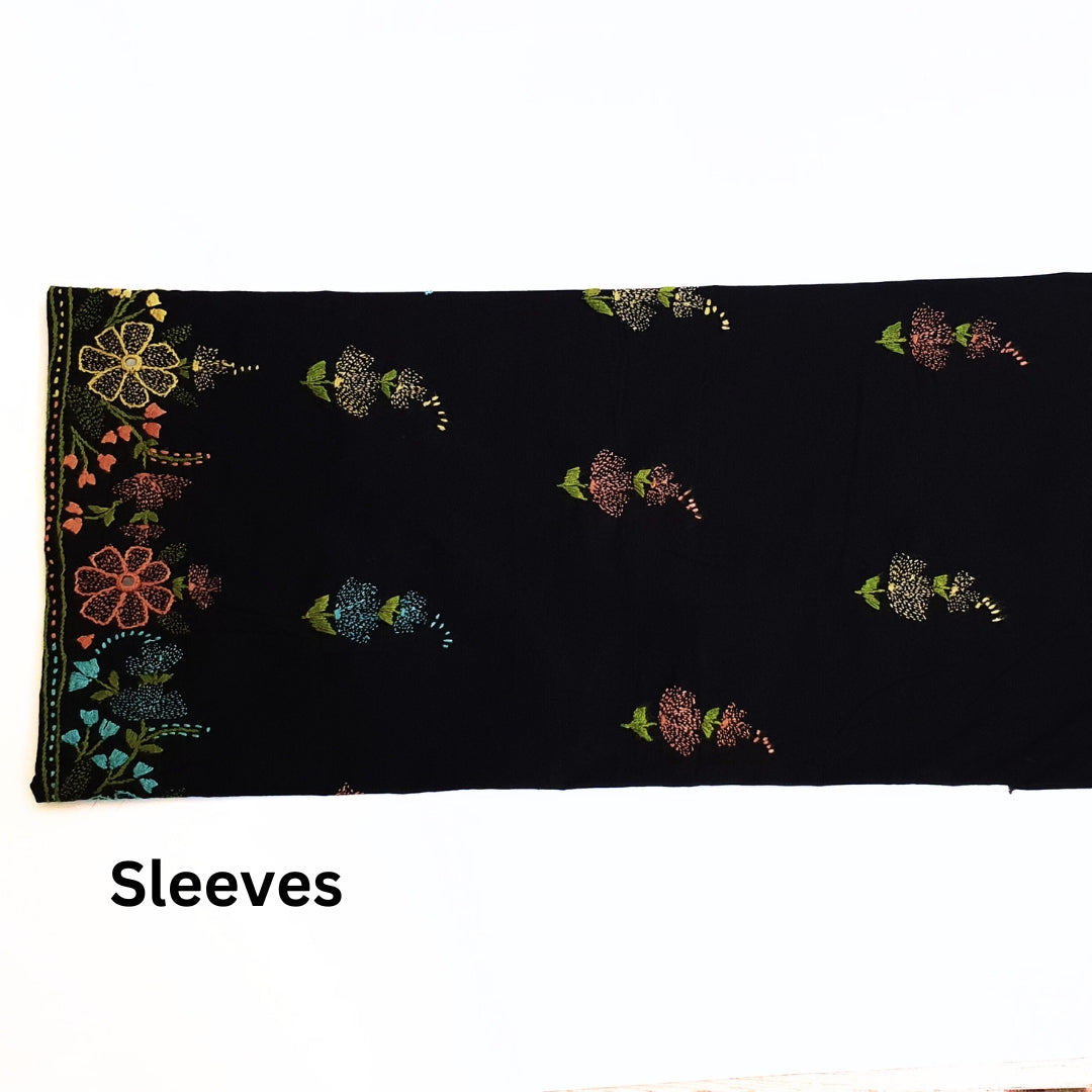 Black Multi Color Shirt-Luxury Hand Embroidery