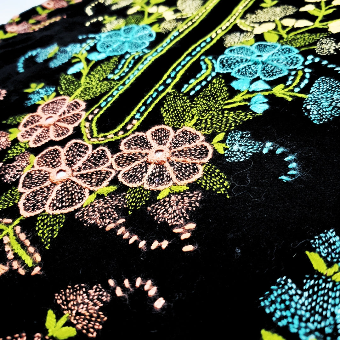 Black Multi Color Shirt-Luxury Hand Embroidery