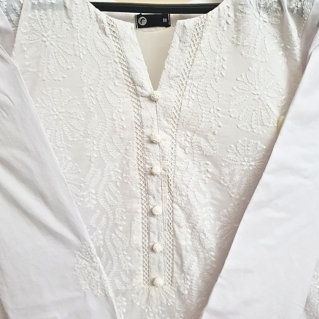 Hand Embroided Shadow Work Border Shirt