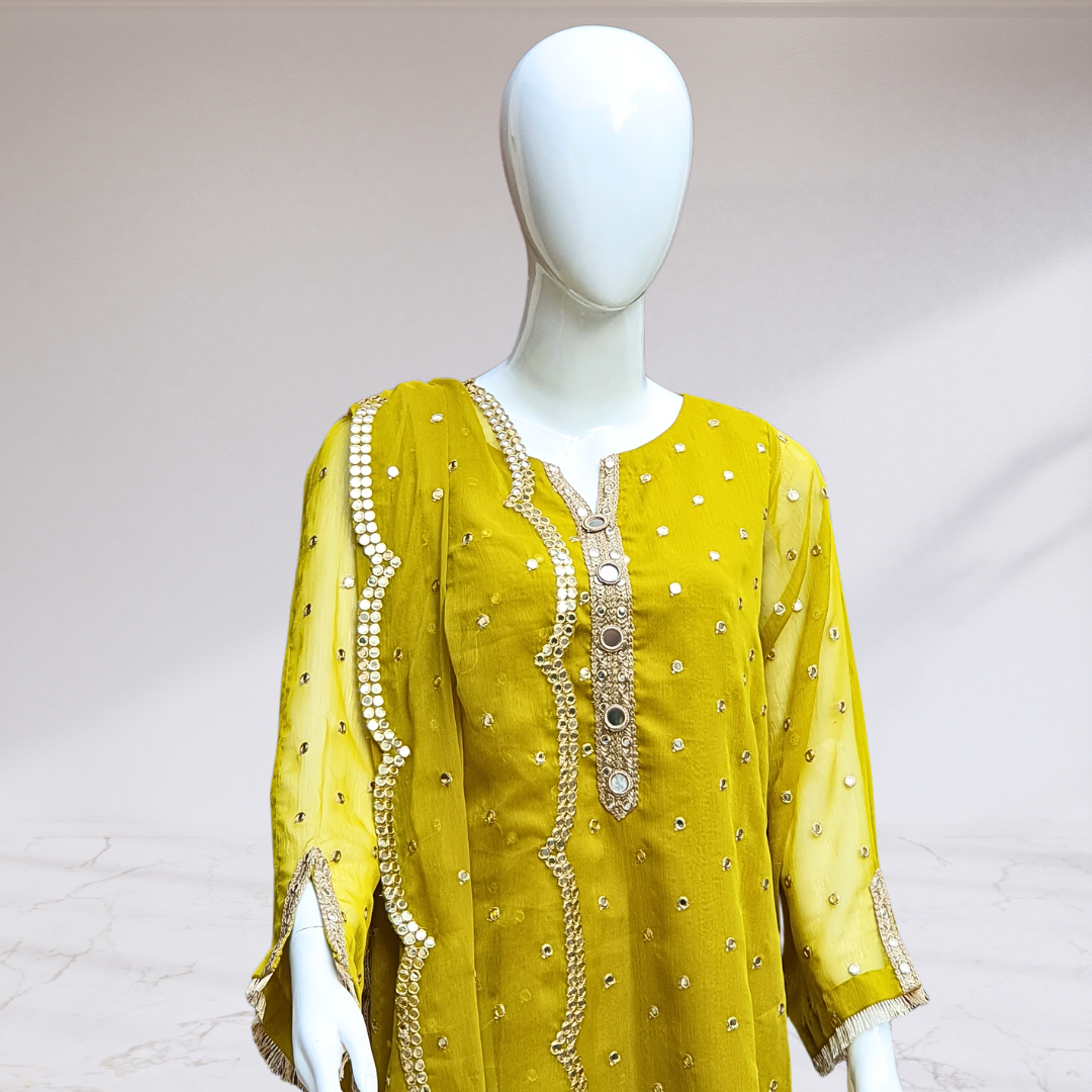 Mehndi Pani Work Suit-3PC