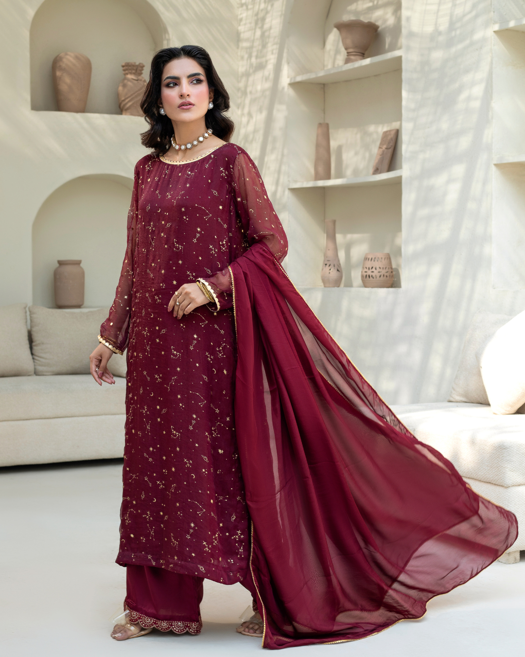 Maroon Sitara 3 PC suit