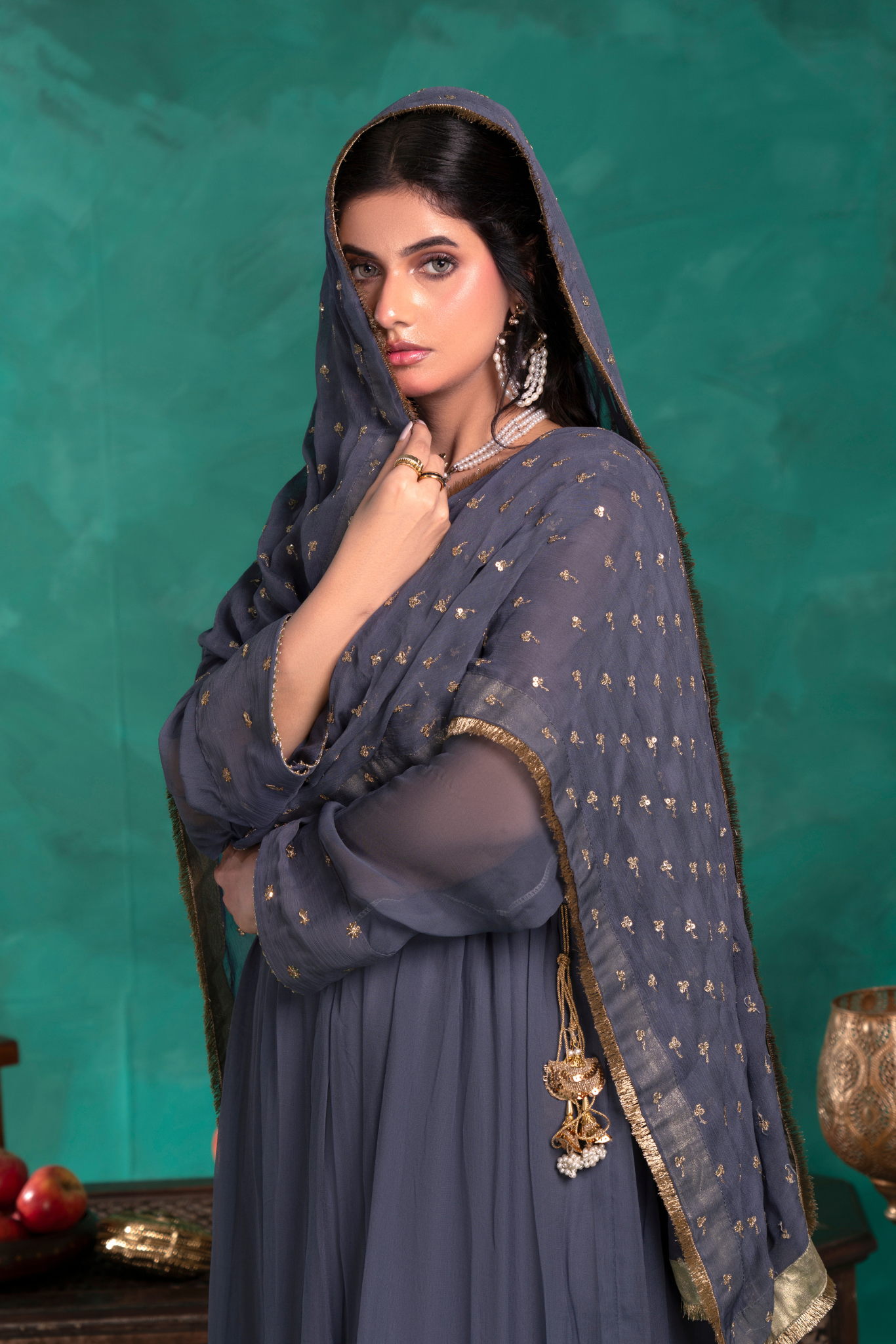 Grey Gleam Anarkali