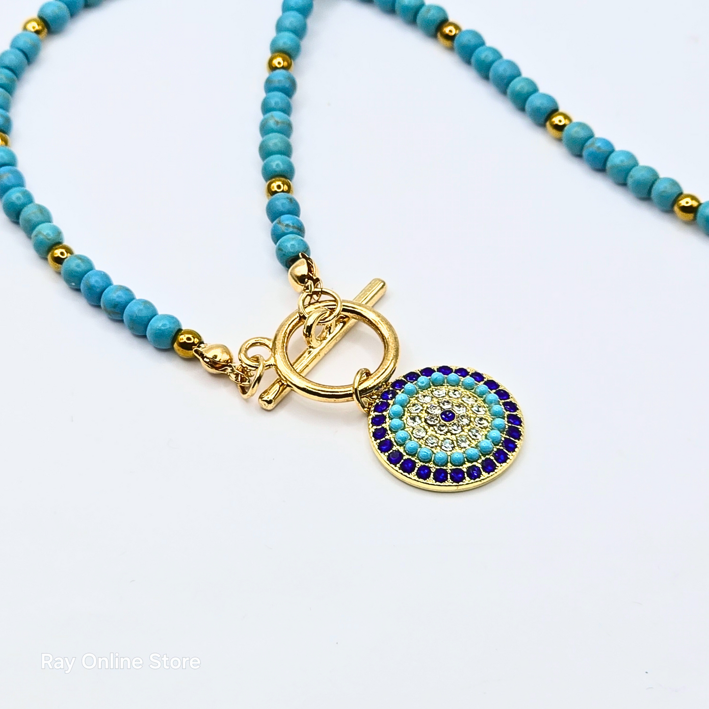 Blue Bead Eye Necklace