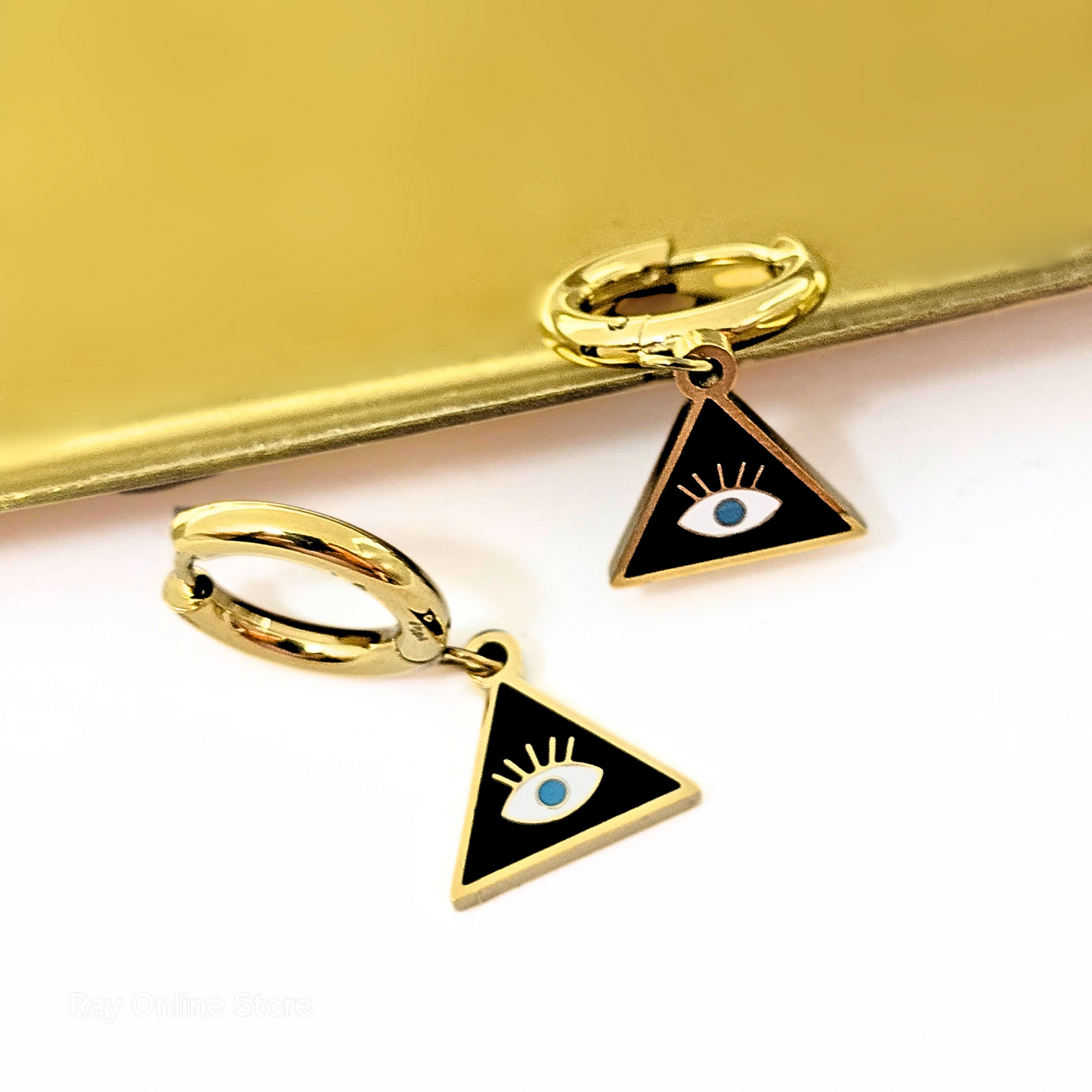 Black Triangle Eye Earrings