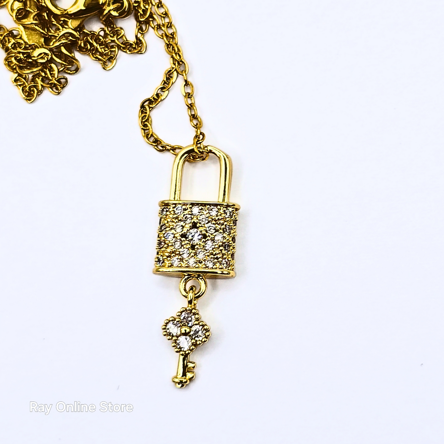 Lock & Key Zirconia Necklace