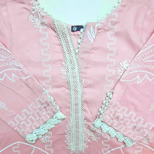 Pink Chikankari Suit-3PC