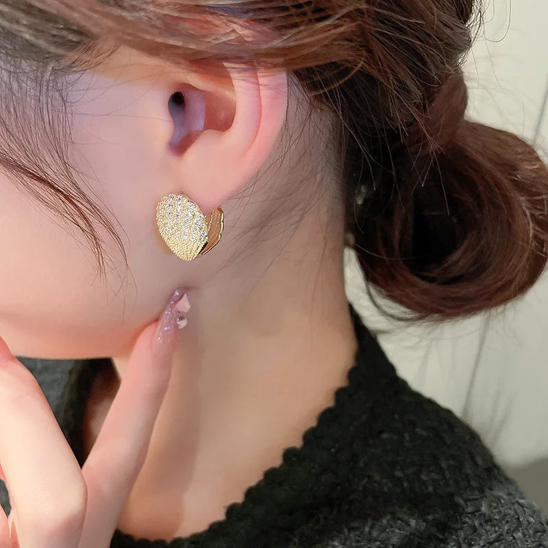 Gold Plated Zircon Sea Shell Earrings