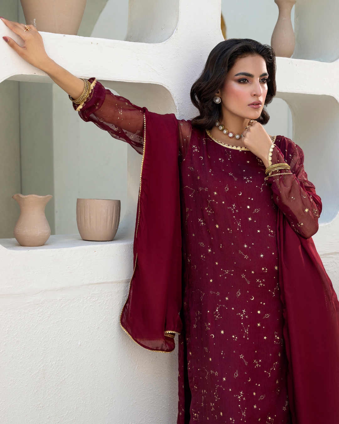 Maroon Sitara 3 PC suit
