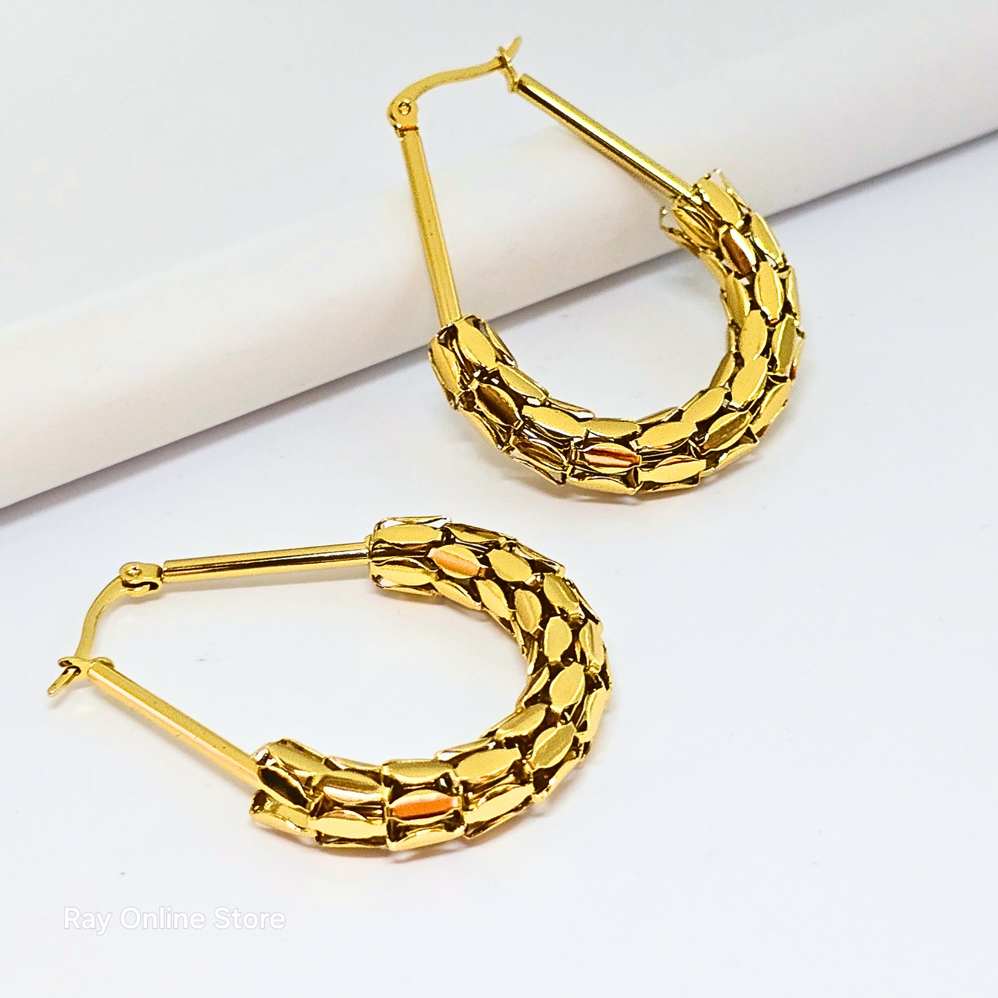 Crackled Golden Hoops