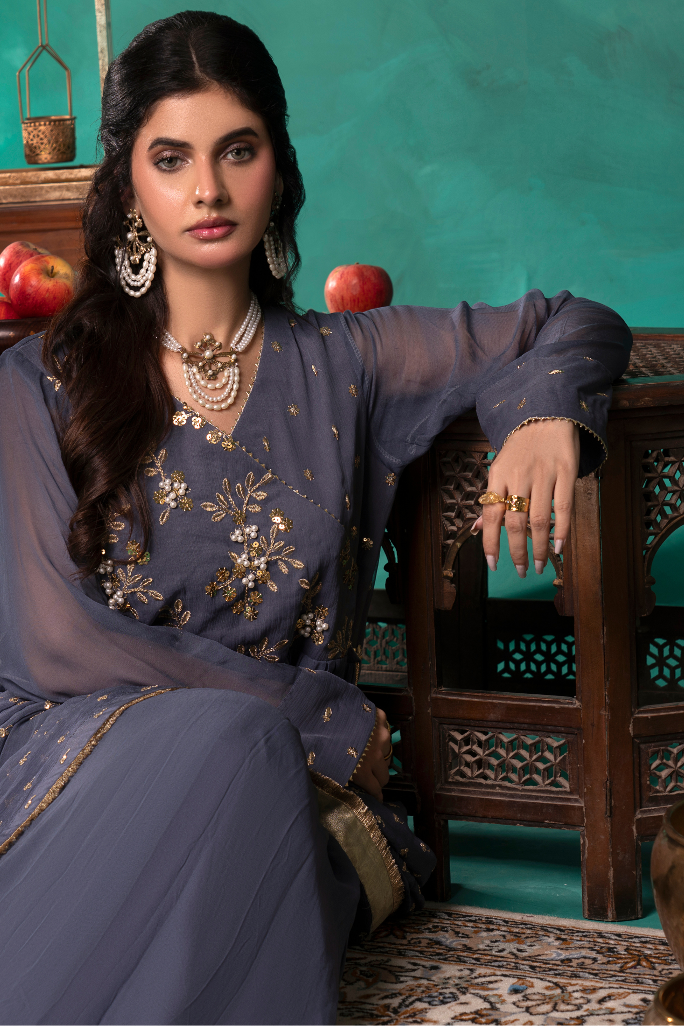 Grey Gleam Anarkali