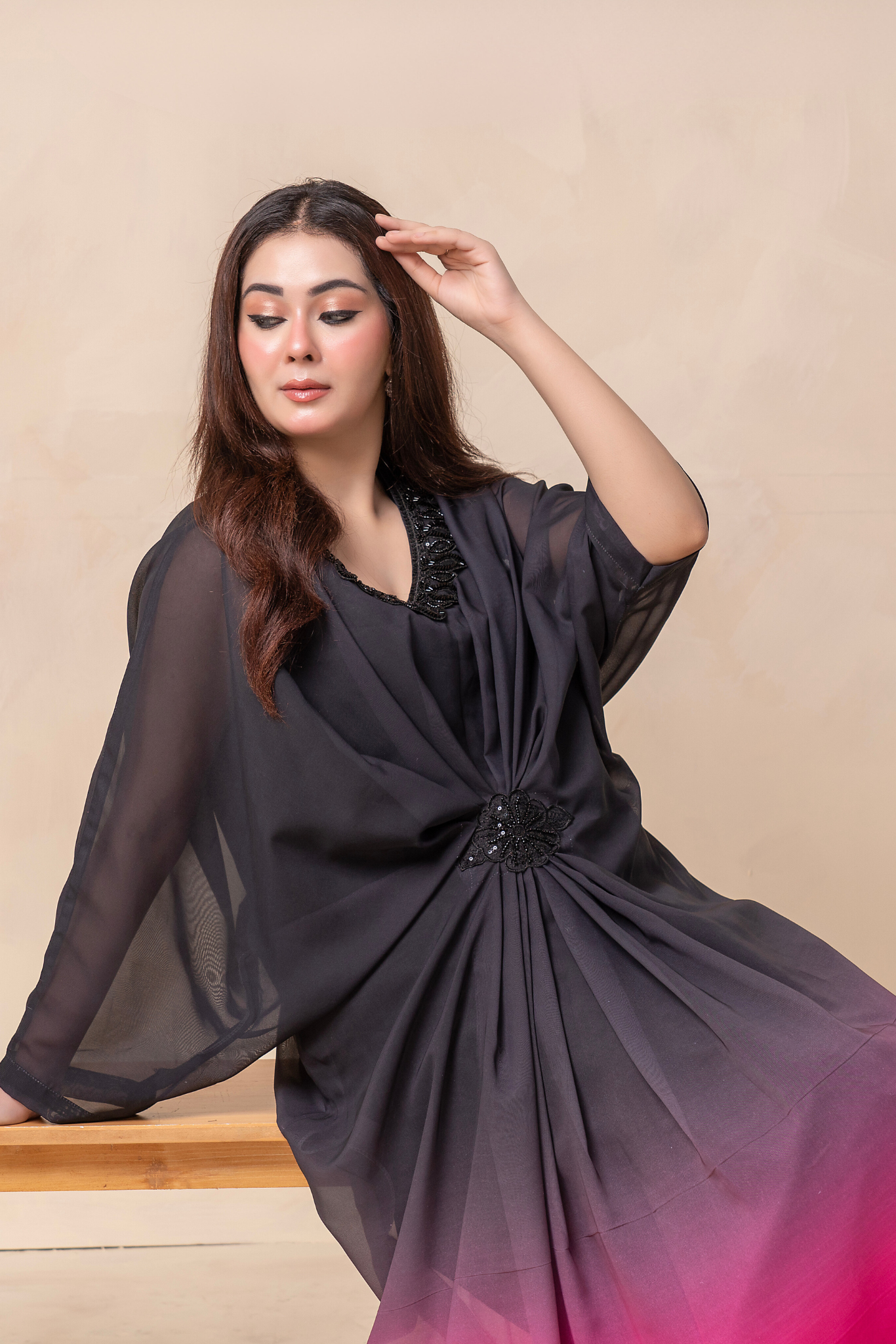 Noir Fuschia Kaftan