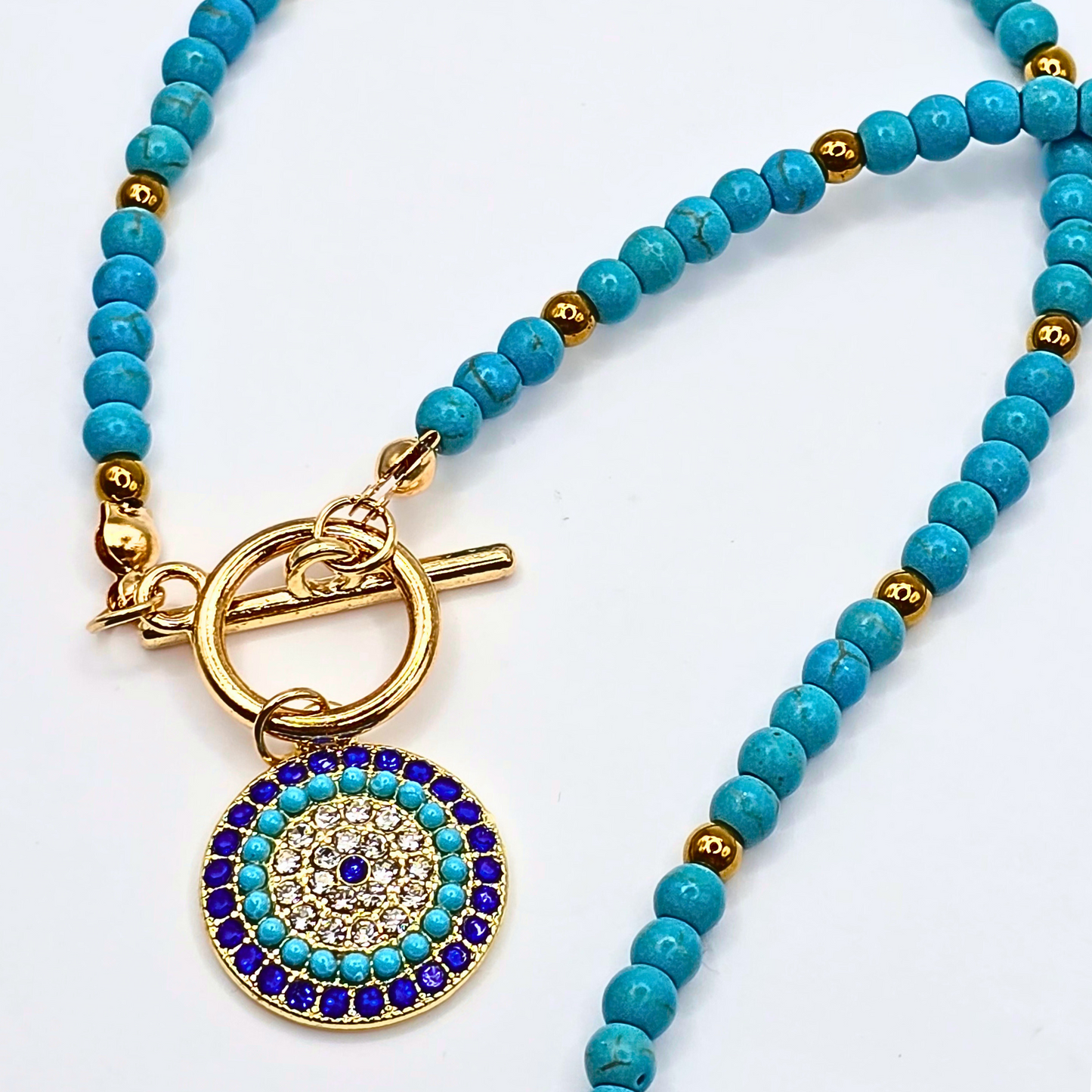 Blue Bead Eye Necklace