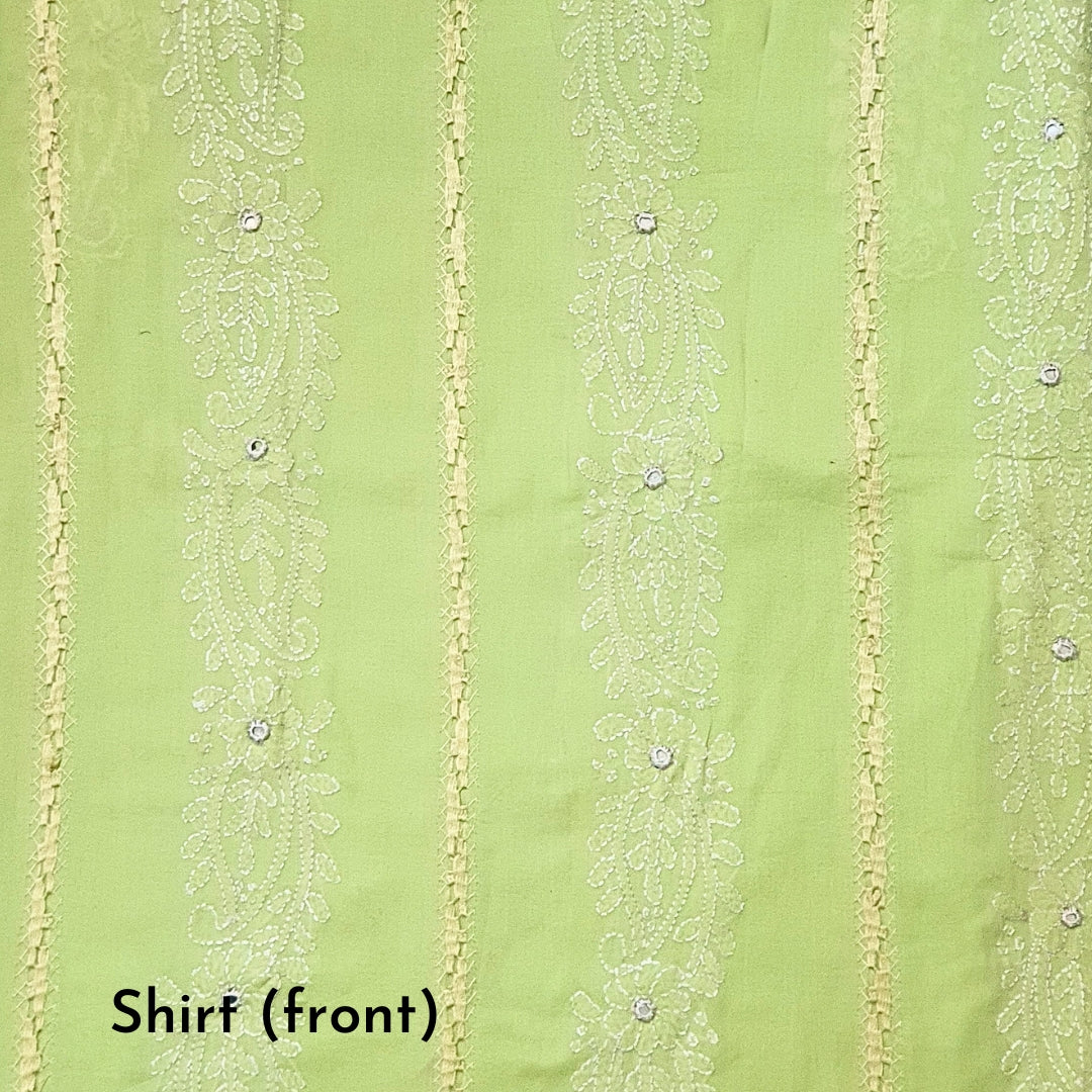 Tea Green Shatarkash-Unstitched Hand Embroidered 3 PC