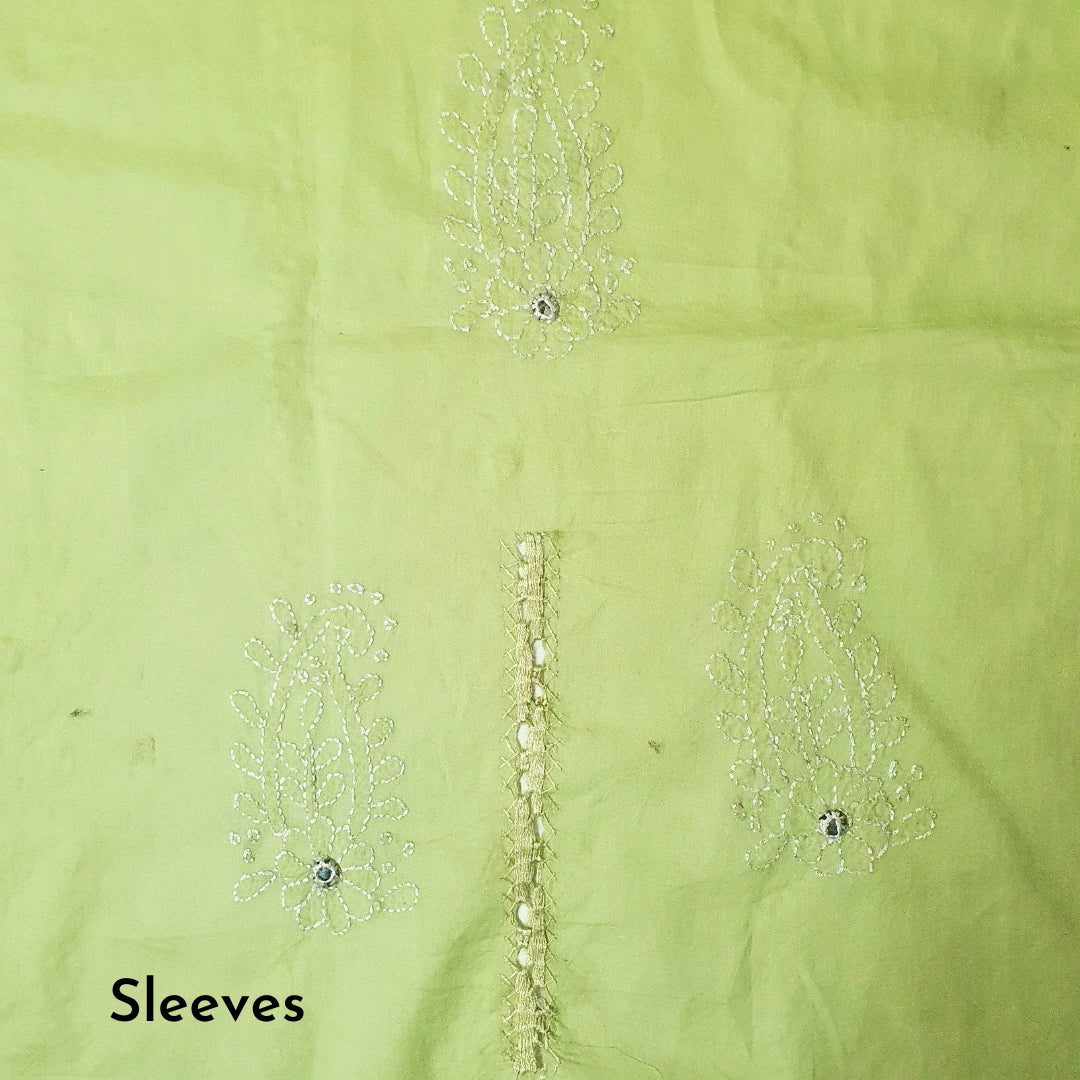 Tea Green Shatarkash-Unstitched Hand Embroidered 3 PC