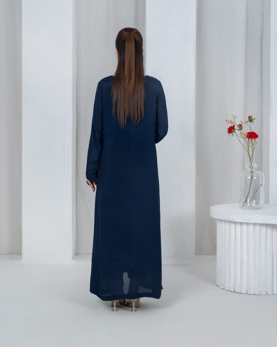 Navy Blue Embellished Kaftan