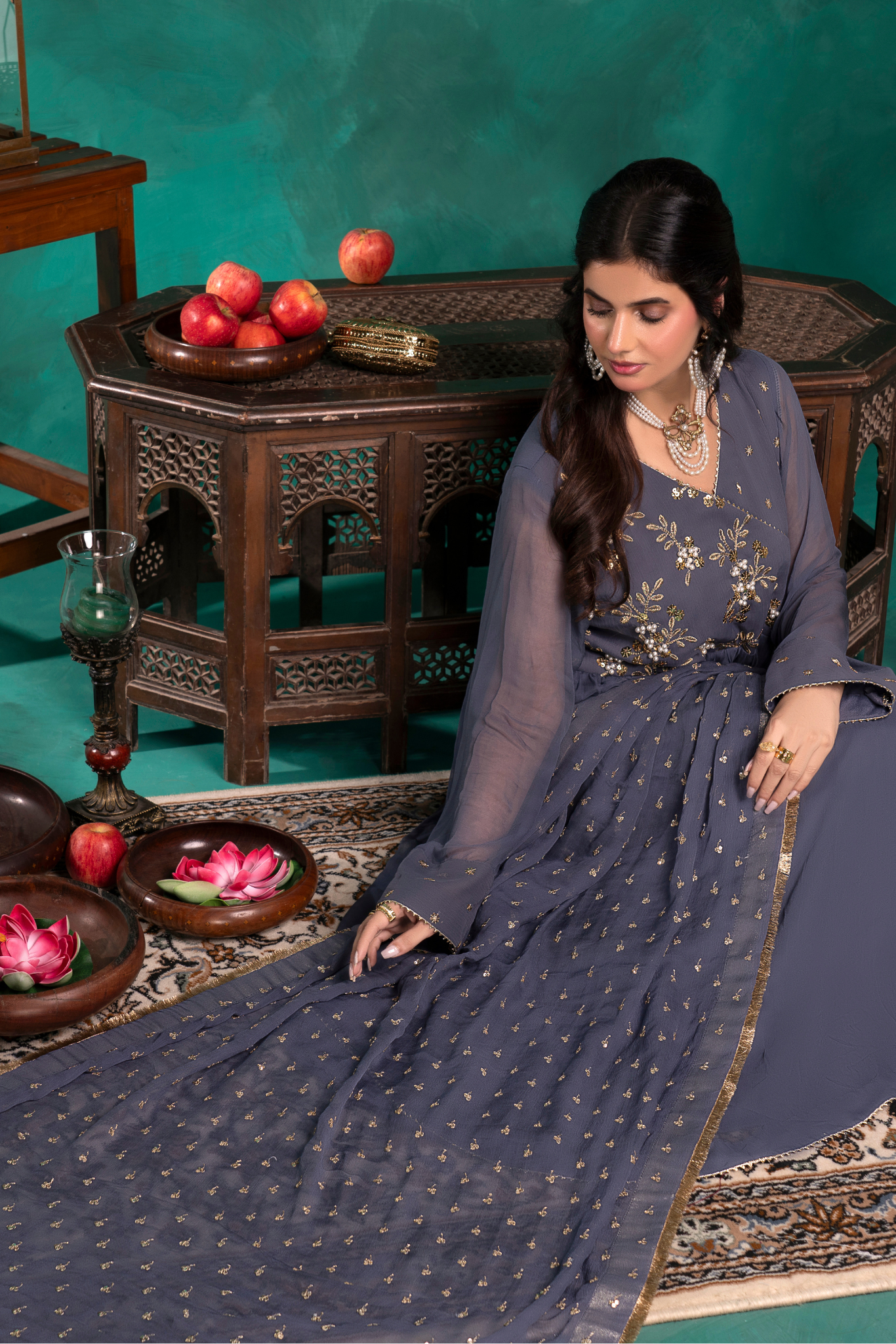 Grey Gleam Anarkali