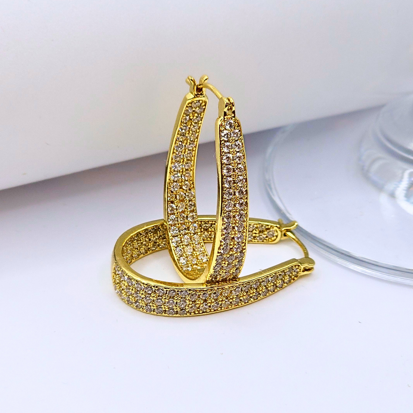 Golden Glimmer CZ Hoops