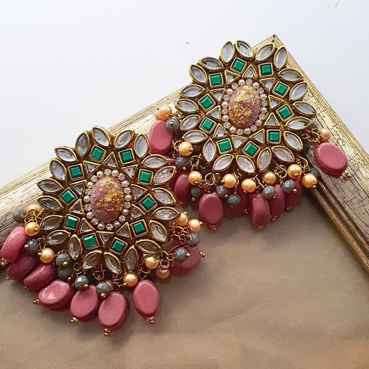 Pink Kundanicious Hand Crafted Earrings