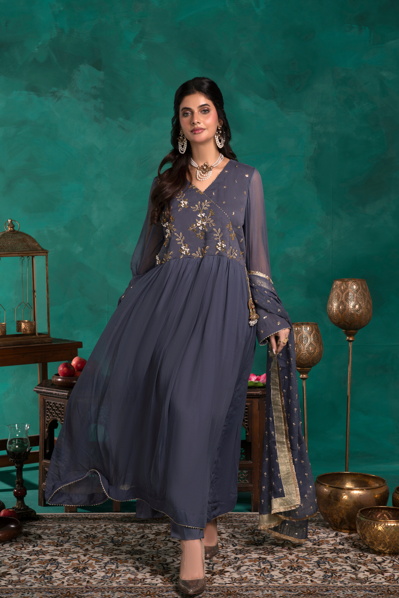 Grey Gleam Anarkali