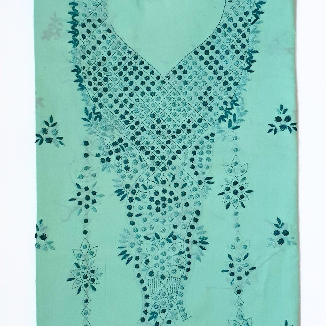 Sea Green Hand Embroidered-3PC Unstitched Suit