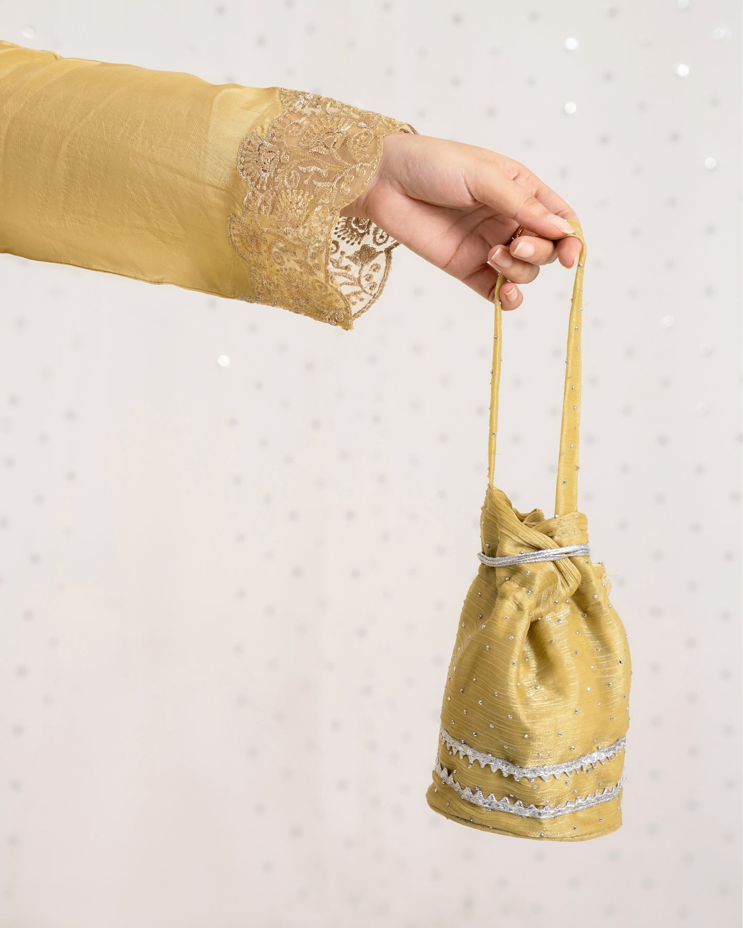 Gold Sheesha Silk Sharara Set-4PC