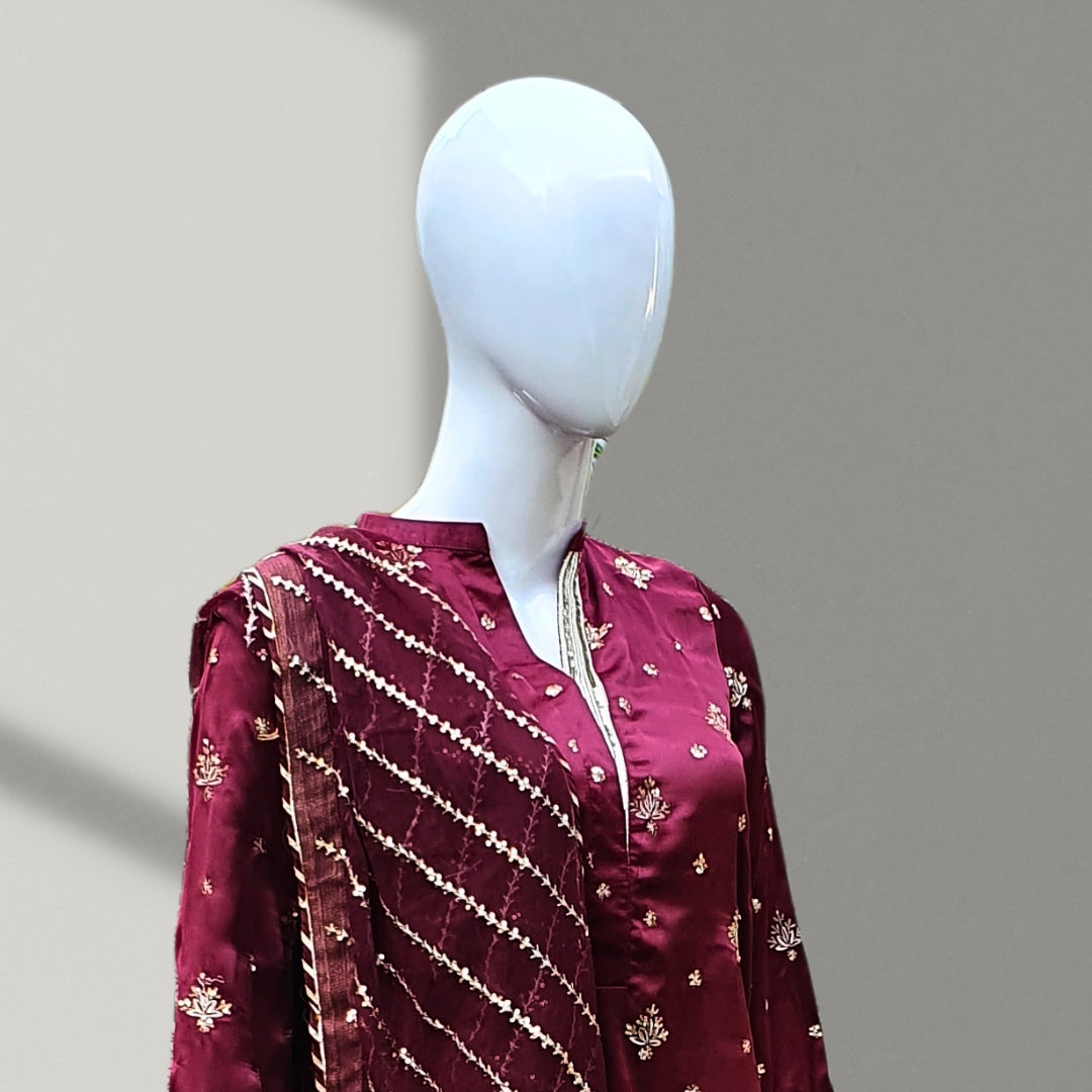 Maroon Tilla Suit-3PC