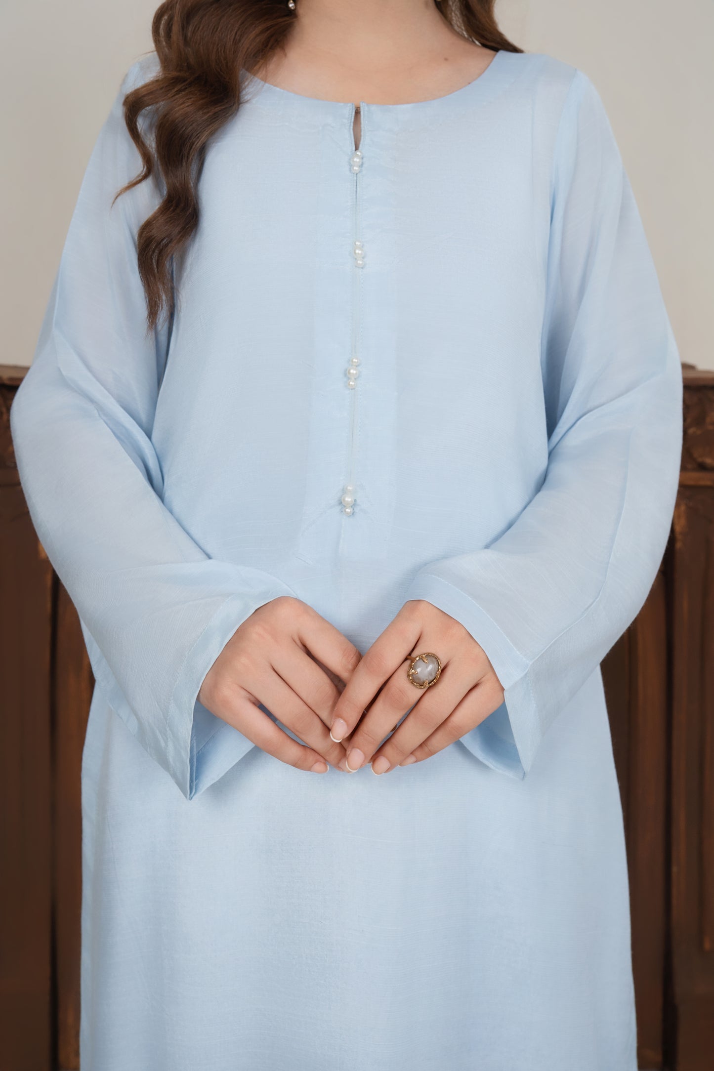 Ice Blue Petal Pants-3PC