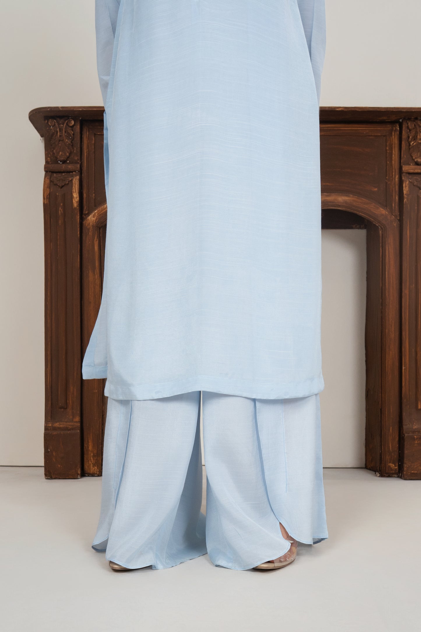 Ice Blue Petal Pants-3PC