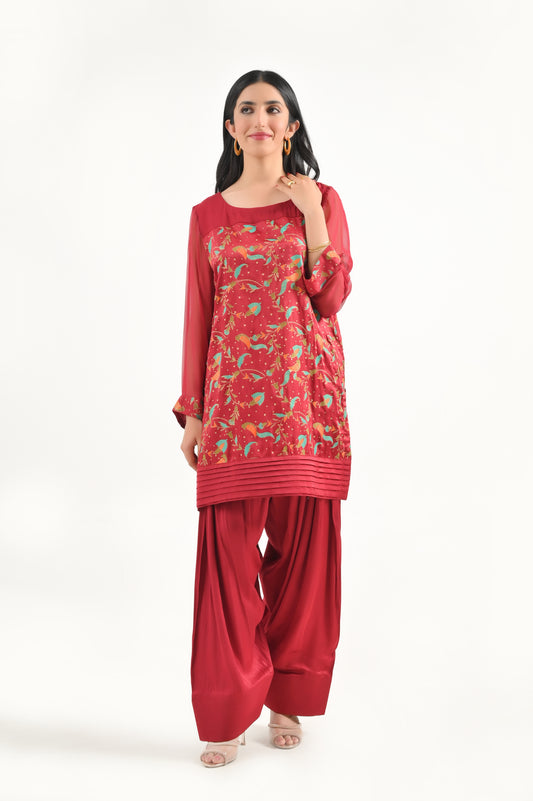 Maroon Farshi Set-2 PC (Available on LAAM)