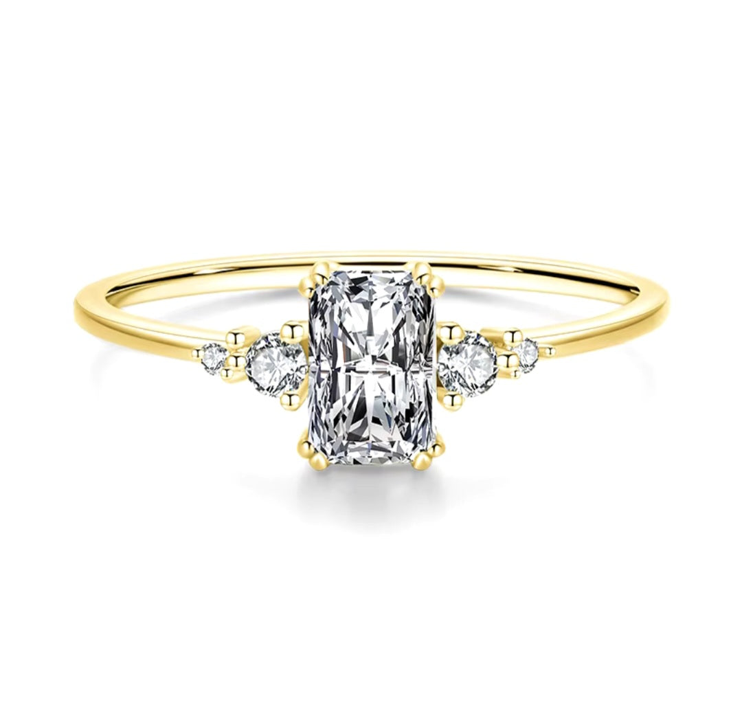 S925 Rectangular Zircon Ring