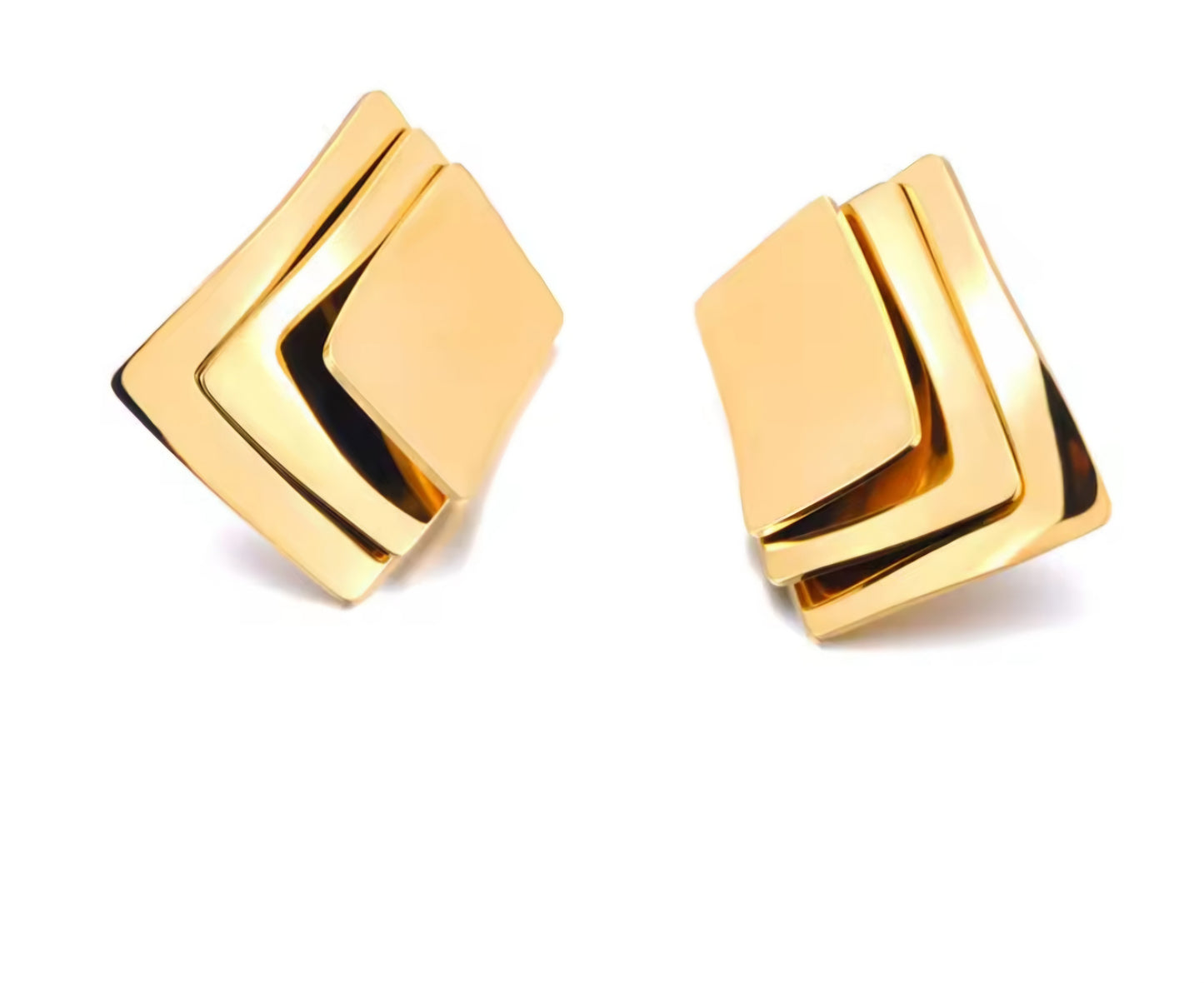 Golden Abstract Layered Earrings