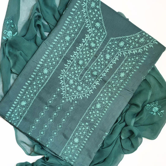 Teal Hand Embroidered-3PC Unstitched Suit