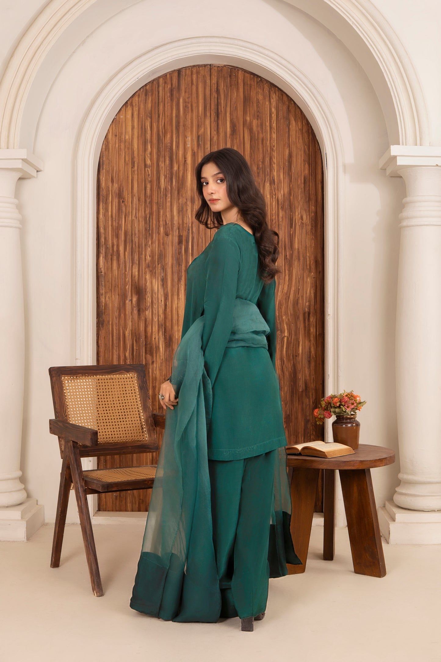 Emerald Sequin Farshi Set