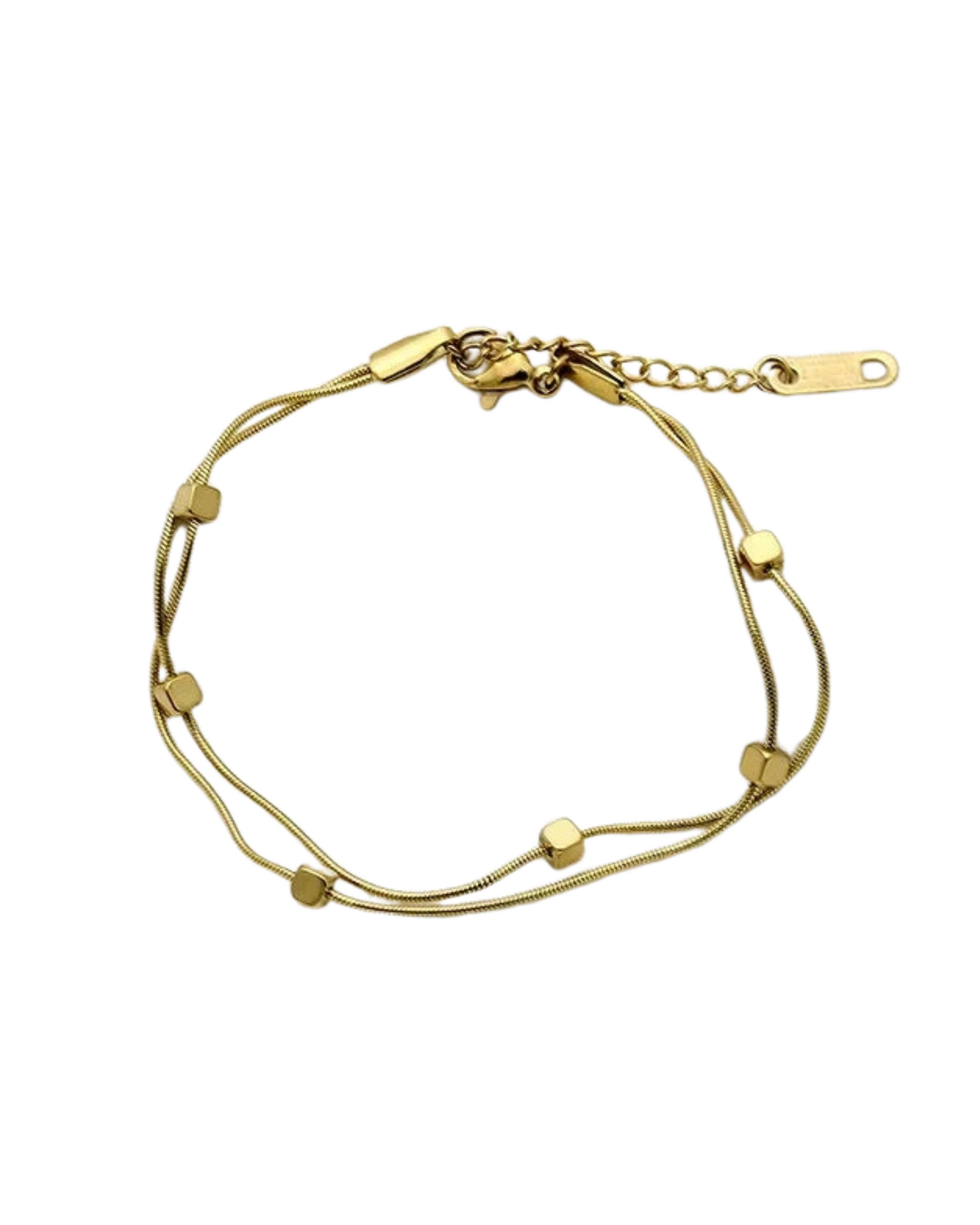 Can be mistaken for goldIntroducing the Kubic Bracelet, featuring 18K gold plating that exudes sophistication and elegance. Don't be surprised if you are mistaken for wearing real gold with this timeless piece. Upgrade your style with a touch of luxury.