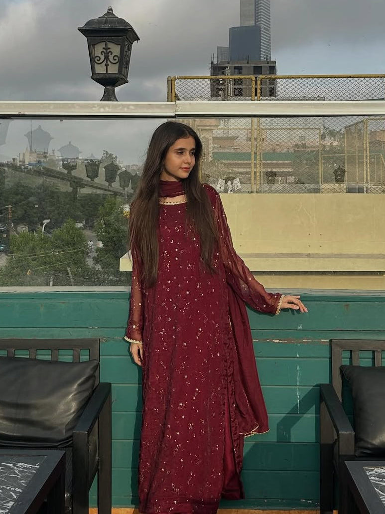 Maroon Sitara 3 PC suit