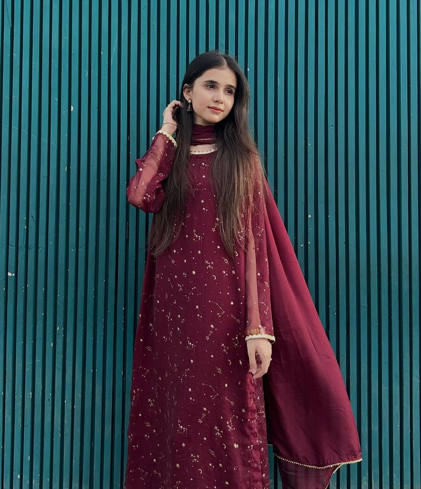 Maroon Sitara 3 PC suit