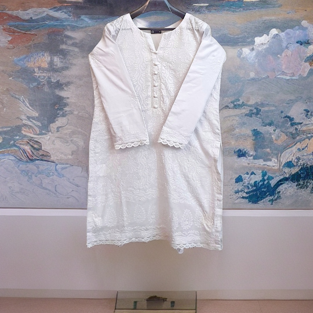 Hand Embroided Shadow Work Border Shirt