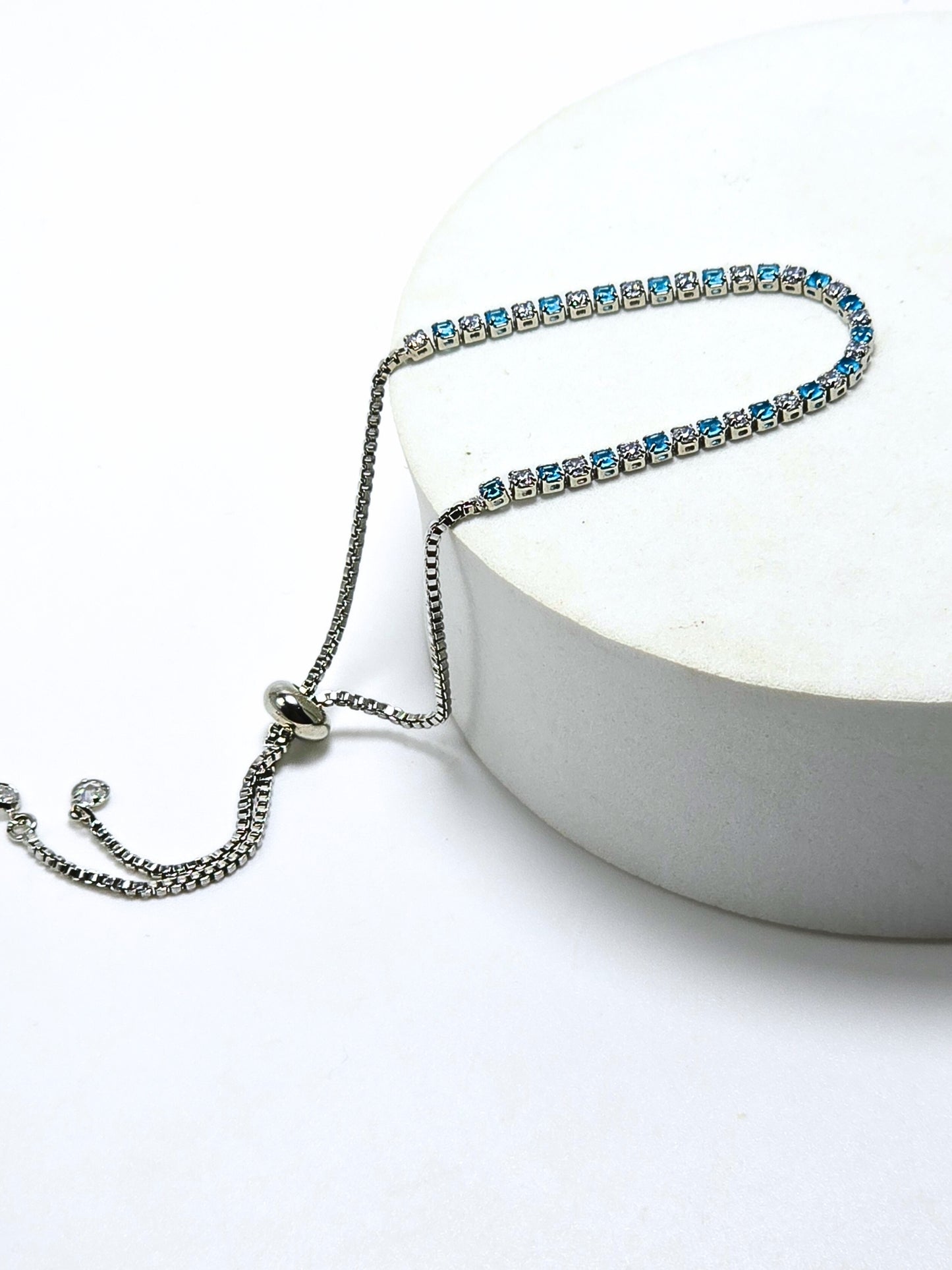 Ice Blue Tennis Bracelet Adjustable
