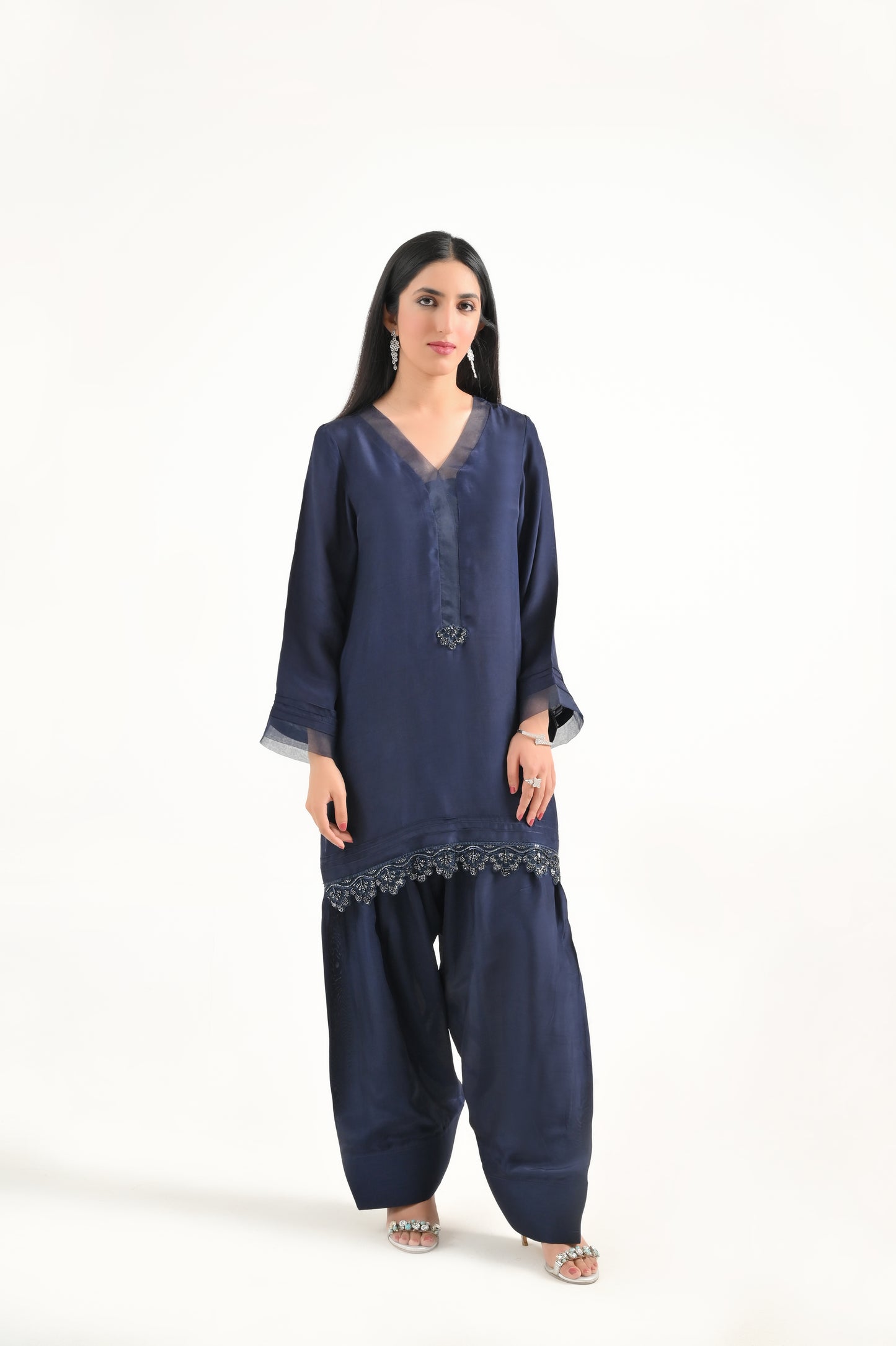 Navy Blue Farshi Set 2Pc