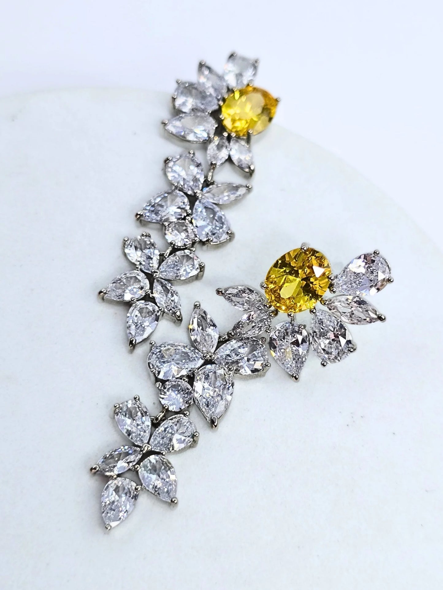 Citrine Floral Zircon Earrings