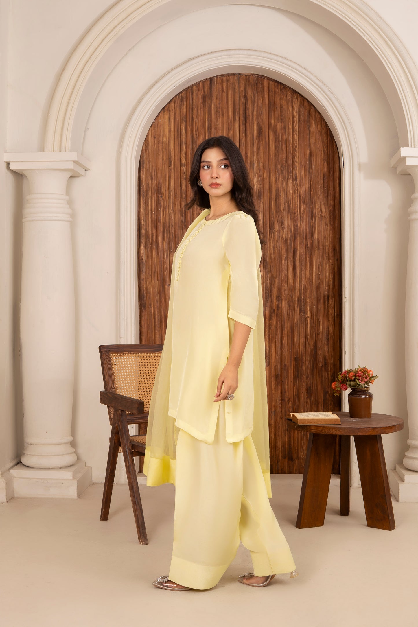 Yellow Silk Farshi Shalwar Set