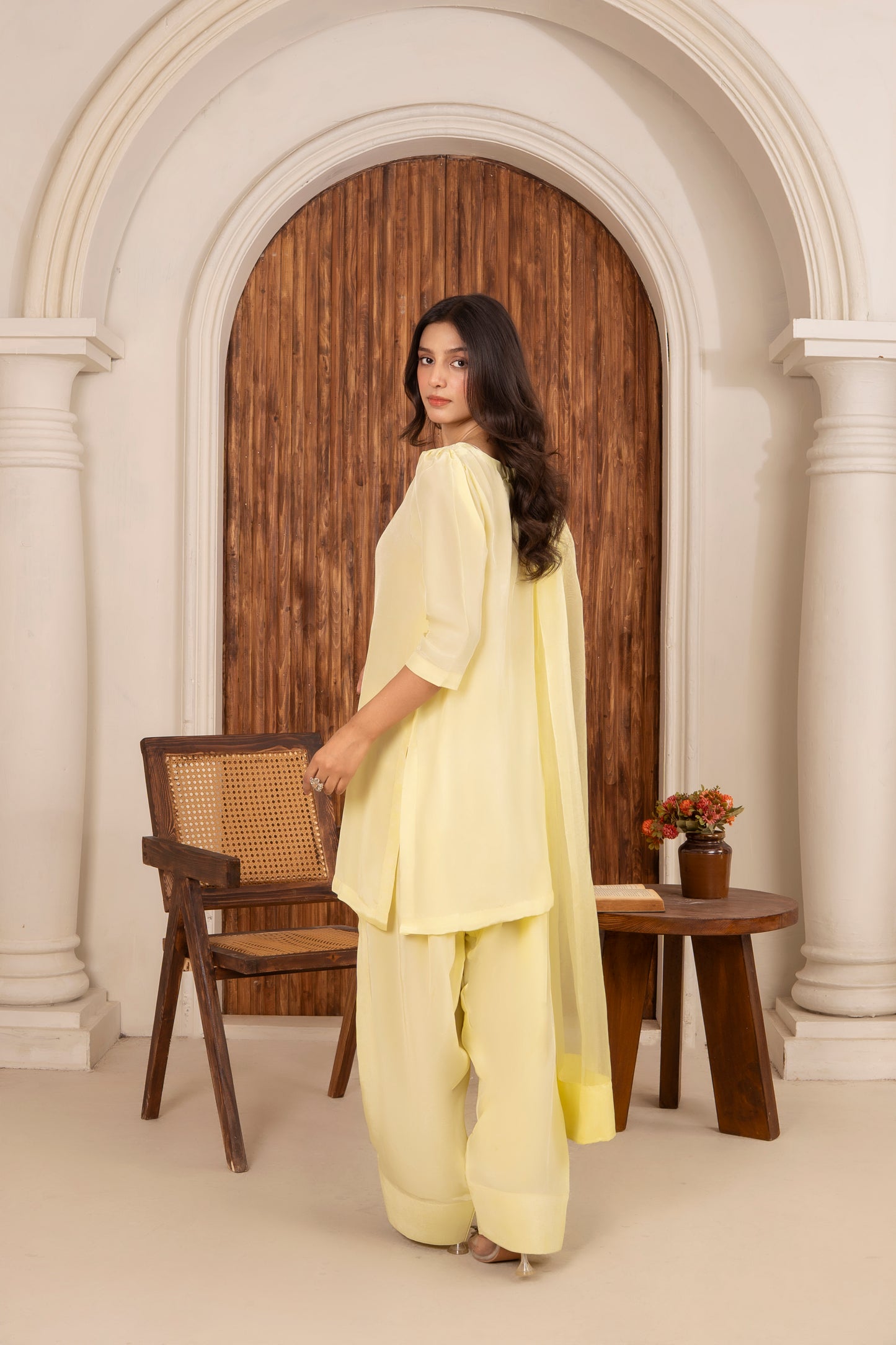 Yellow Silk Farshi Shalwar Set