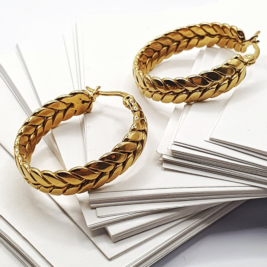 Golden Wheat Hoop Earrings