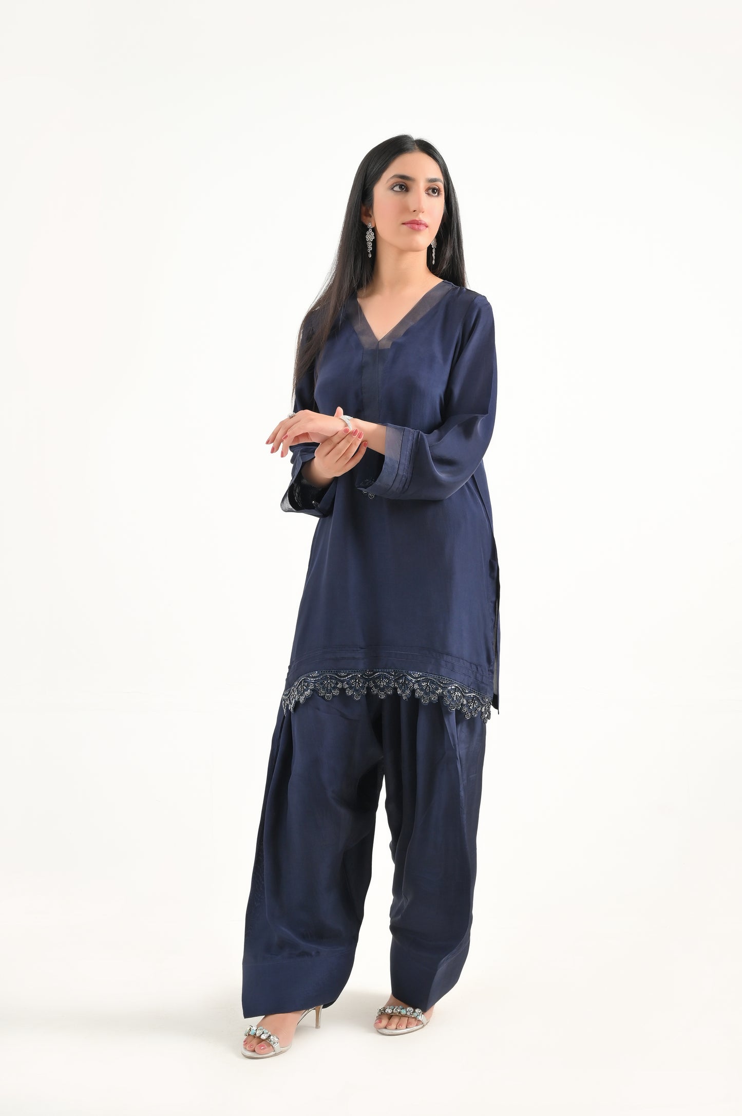 Navy Blue Farshi Set 2Pc