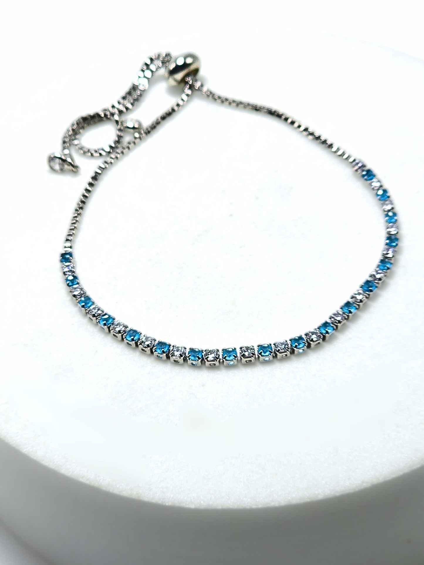 Ice Blue Tennis Bracelet Adjustable