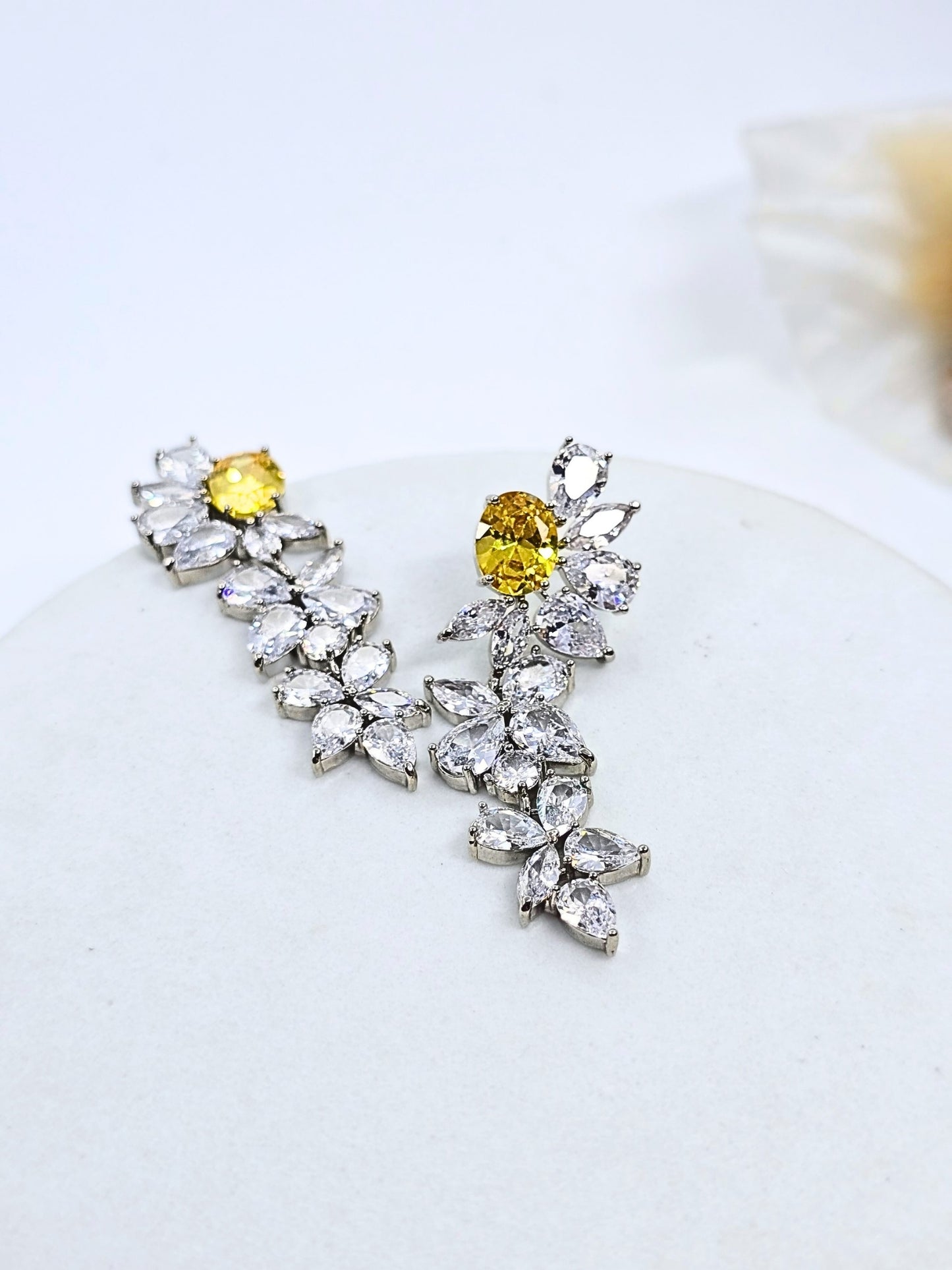 Citrine Floral Zircon Earrings