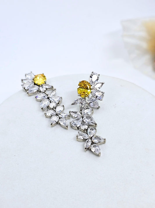 Citrine Floral Zircon Earrings