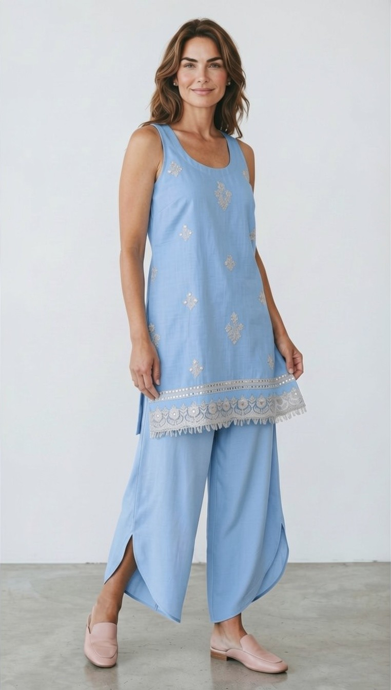 Ice Blue Tulip Pants