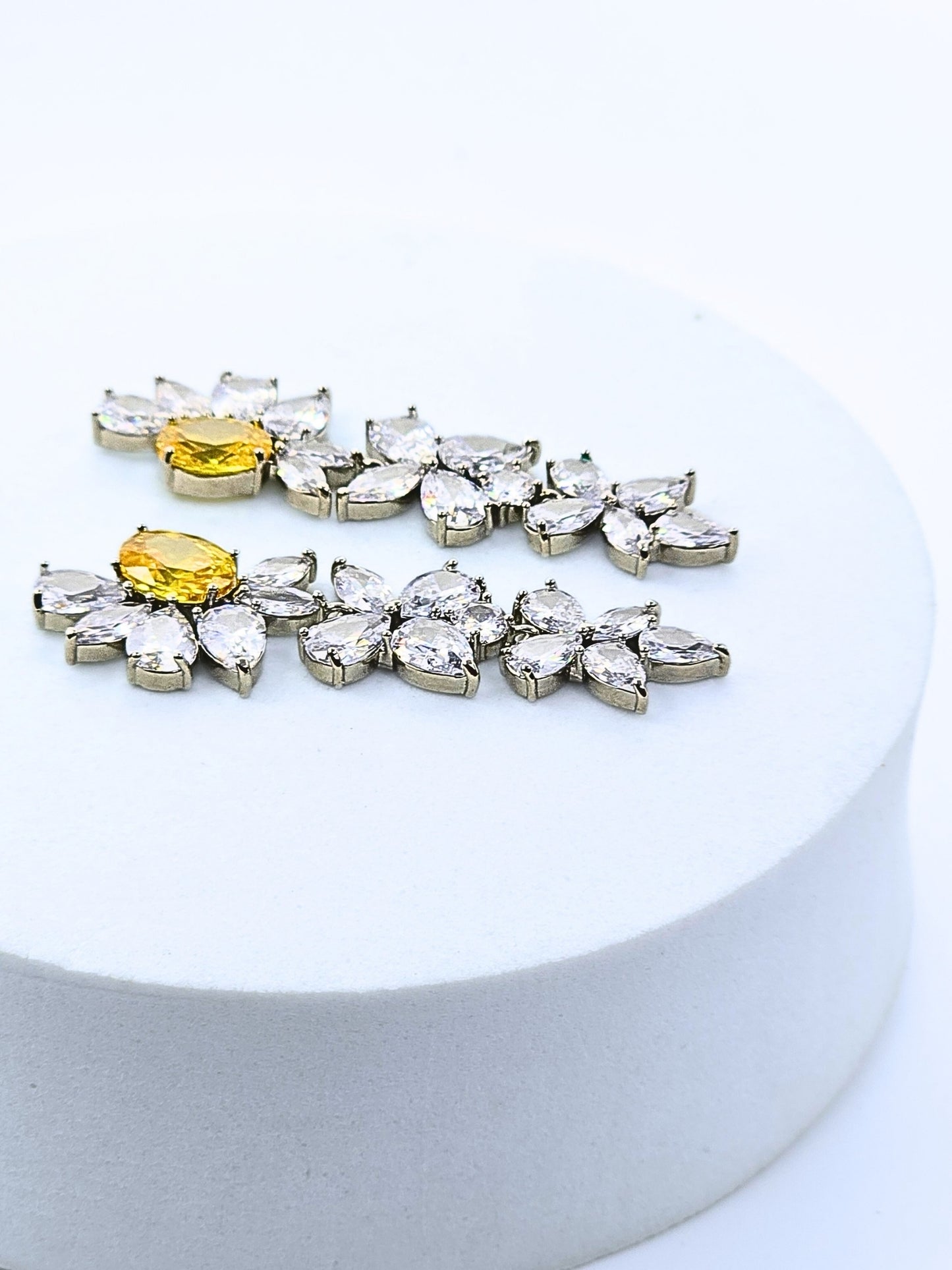 Citrine Floral Zircon Earrings